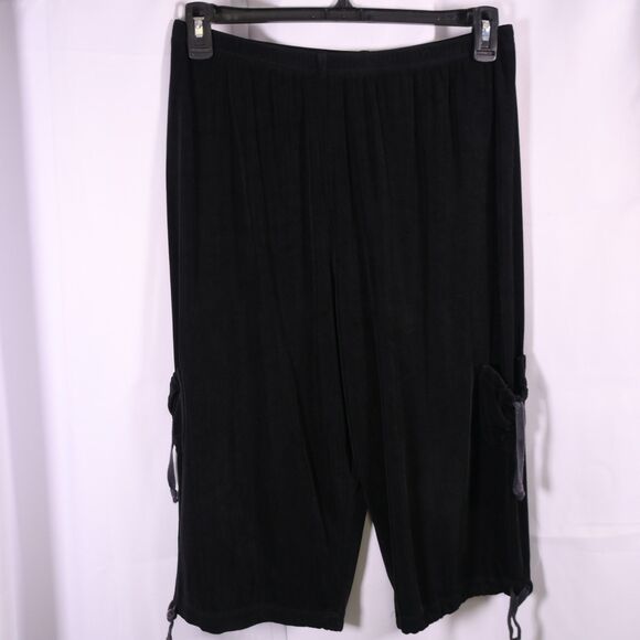 Chicos Travelers 3 Womens 16 Black Indiya Capri Pants Drawstring Hem High Rise - Picture 1 of 7